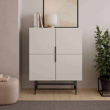 aparador eldia perla 4 puertas color perla con patas metálicas