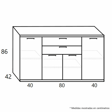 Aparador salón bolonia mueble comedor auxiliar de 4 puertas y 2 cajones