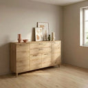 aparador salón bolonia 200 cm cuatro puertas dos cajones roble natural