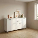 Aparador salón Bolonia de 200 cm con cuatro puertas y dos cajones color roble natural