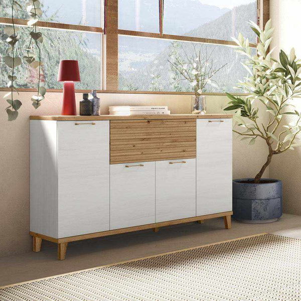 aparador salón bolonia con cuatro puertas y cajón moldurado de palillería
