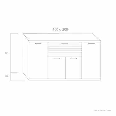 Aparador salón Bolonia con cuatro puertas y cajón moldurado de palillería
