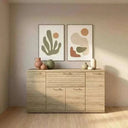 Aparador salón Bolonia de cuatro puertas y cajón moldurado en madera