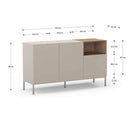 Aparador salón Cailin Perla de 3 puertas color perla con patas metálicas