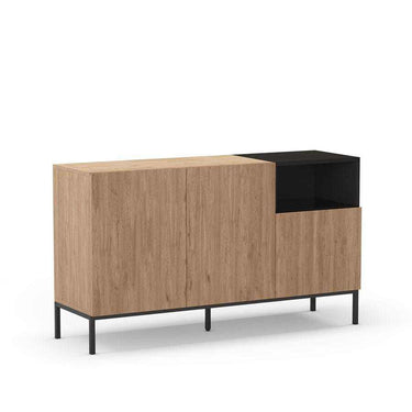 Aparador salón Cailin roble tres puertas estilo moderno industrial