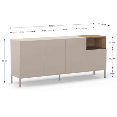 Aparador salón perla Cailin 4 puertas con almacenamiento moderno