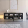 Aparador vitrina AINATIT con puertas y laterales de cristal en colores negro y blanco