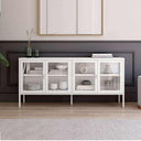 Aparador vitrina AINATIT negro con puertas y laterales de cristal