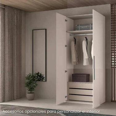Armario 2 puertas batientes colección SIENA con estante y barra para colgar