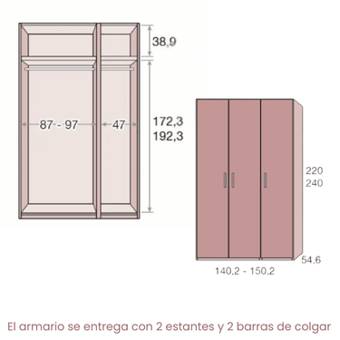 Armario SIENA de 3 puertas con acabado personalizable y estructura robusta