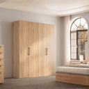 Armario 4 puertas batientes modelo Génova en roble natural