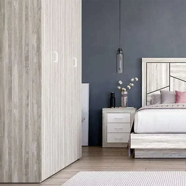 Armario 4 puertas L'AQUILA color roble con 2 cuerpos y barra interior altura 211 cm fabricación española