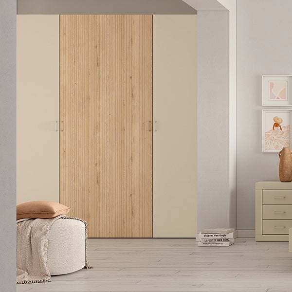 Armario 4 puertas L'AQUILA alto 211 cm fabricado en España con estructura de melamina disponible en varios colores y tamaños
