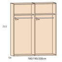 Armario 4 puertas L'AQUILA color roble con cuatro bisagras por puerta y barra colgador interior, fabricado en España