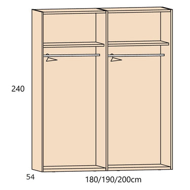 Armario 4 puertas L'AQUILA altura 240cm madera con estructura resistente y bisagras de calidad, fabricado en España.