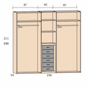 Armario dormitorio 4 puertas L'AQUILA con cajonera y almacenamiento