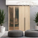 Armario dormitorio LUCCA 4 puertas con cristal toffe y tiradores negros