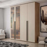 Armario dormitorio LUCCA 4 puertas con cristal templado toffe y tiradores negros
