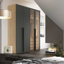 Armario dormitorio LUCCA 4 puertas con puertas toffe y tirador negro