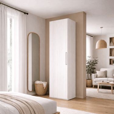 Armario Génova una puerta diseño compacto colores polar artesán roble