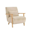 Butaca beige Einno-B con patas de nogal y cojín lumbar