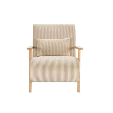 Butaca Einno-B beige con patas de nogal y cojín lumbar