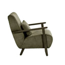 Butaca verde Einno-B con patas de nogal y cojín lumbar
