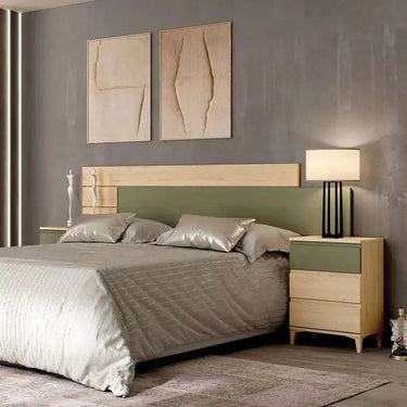 Cabecero galería LUCCA mod. 11 en madera natural melaminada, diseño original y sofisticado para dormitorio.