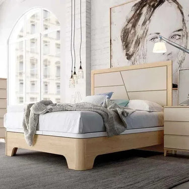 Cabecero cama matrimonio LUCCA 9 con diseño geométrico rebajado