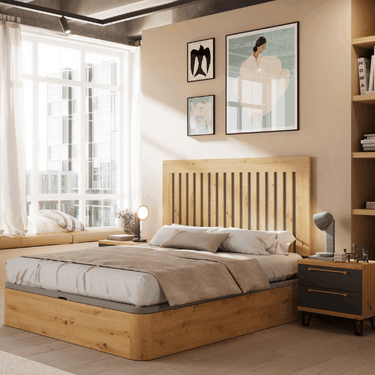 Cabecero cama Portofino con lamas verticales colección Génova en madera