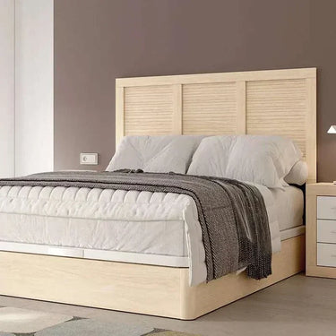 Cabecero de matrimonio L'AQUILA mod. 2 con diseño nórdico y 3 plafones enmarcados personalizados en 13 combinaciones de color, fabricado en España.