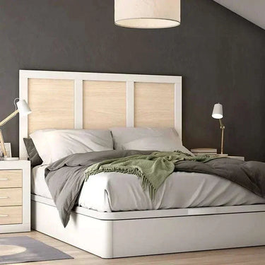Cabecero L'AQUILA mod. 2 de matrimonio con diseño nórdico y 3 plafones en melamina, fabricado en España, personalizable en 13 combinaciones de color.