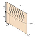 Cabecero L'AQUILA mod. 5 de melamina con molduras, fabricado en España, pre-montado en 2 piezas y disponible en varios colores.