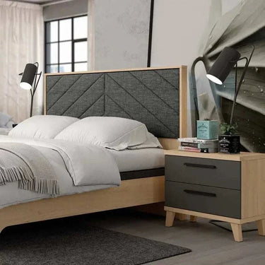 Cabecero cama tapizado LUCCA mod. 8 con diseño geométrico y estructura personalizable en varios colores