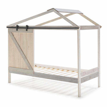 Cama montessori cabaña granero de madera blanca para dormitorio infantil