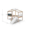 Cama montessori cabaña blanca con tobogán integrado para niños