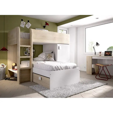 Cama tren reversible con armario y dos cajones mod. TSUMUGI