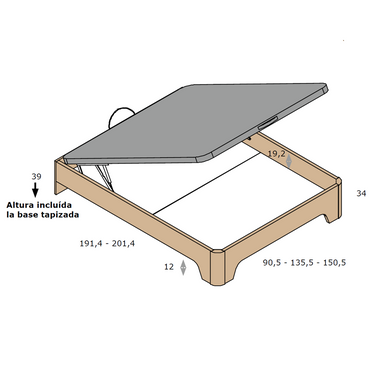 Canapé con patas base tapizada LUCCA mod. 2