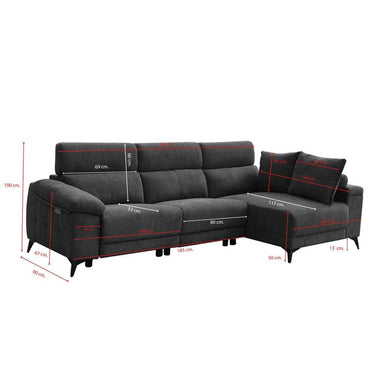 Chaisselonge relax eléctrico modelo London gris con mecanismo motorizado y arcón integrado en brazo
