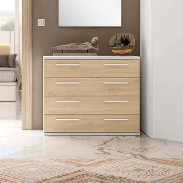 Cómoda LUCCA de 4 cajones con tirador tradicional diseño moderno y acabado melamínico resistente