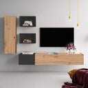Composición de salón FLORENCIA moderno con mueble TV flotante y almacenamiento funcional