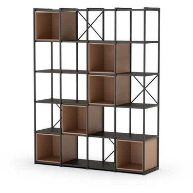 Estantería librería AYNA 140 estructura metálica y compartimentos modulares