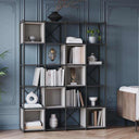 Estantería librería modular metálica Ayna 140 en colores crema, terracota y verde