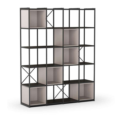 Estantería librería modular Ayna 140 con estructura metálica y compartimentos de melamina