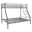 Litera doble con cama matrimonio inferior y cama individual superior blanca y gris
