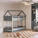 Litera montessori romantica verde para niños con estructura de madera