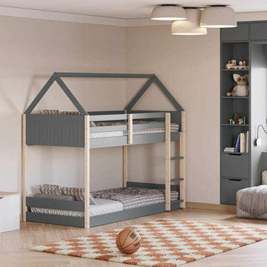 Litera montessori romantica verde para niños con estructura de madera