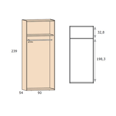 Armario 2P L'AQUILA altura 240cm