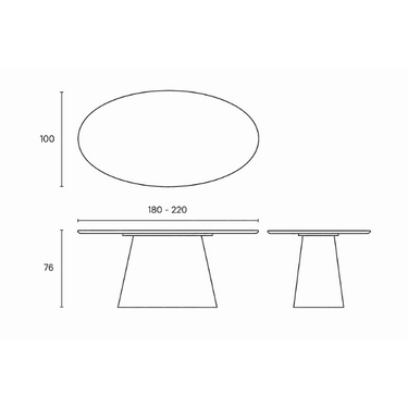 Mesa de comedor ovalada BIMAN medidas y ficha técnica