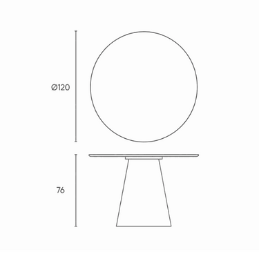 Mesa de comedor redonda BIMAN en madera natural de roble con pata central ancha y diseño minimalista